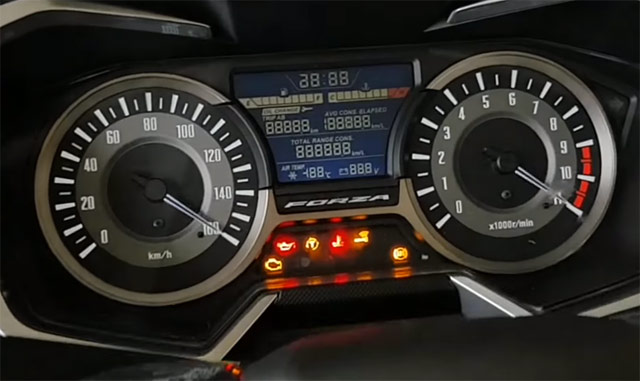 新型フォルツァ125のアナログスピードメーターは振り切る演出