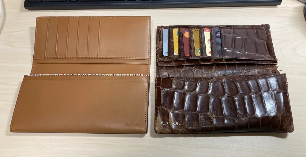 14年使用したわに革の財布と新品の牛革財布を比較、その２