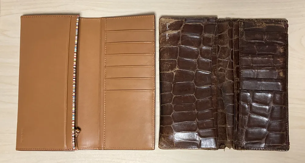 14年使用したわに革の財布と新品の牛革財布を比較、その４