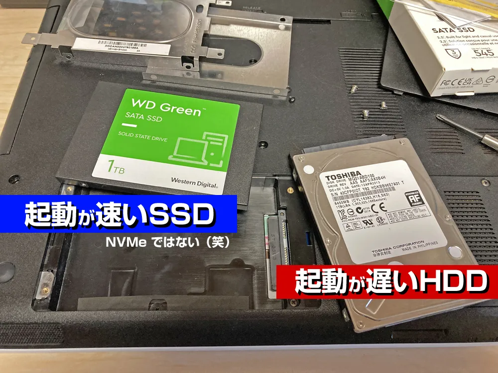 SSDとHDD（SATA）