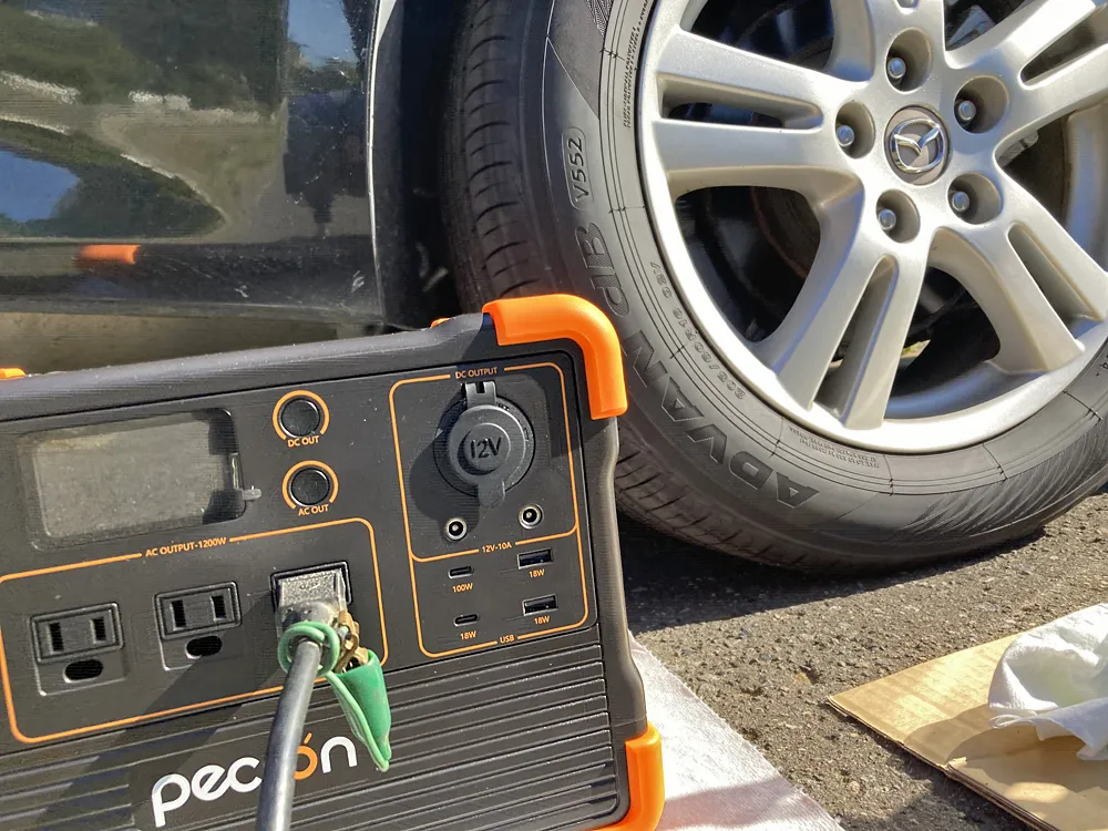 パイプマシンをポータブル電源で使用する。