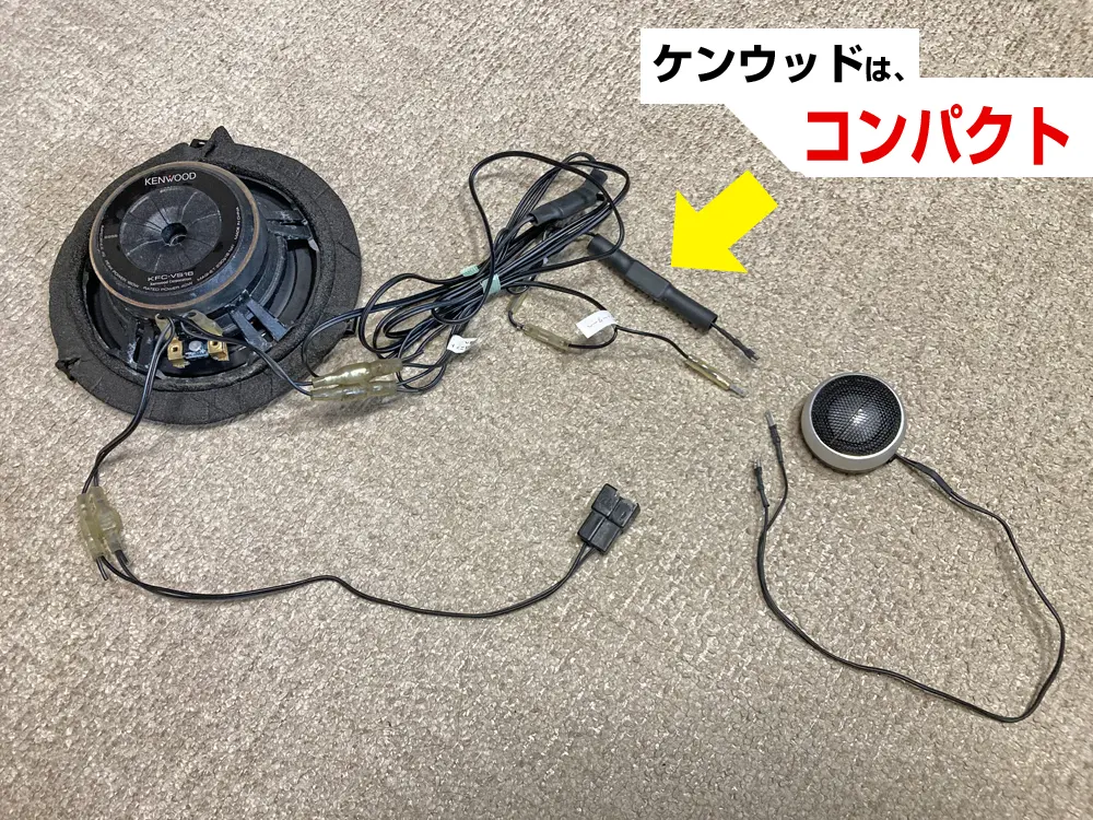 ケンウッドのツイータ用ネットワークユニットは小さい