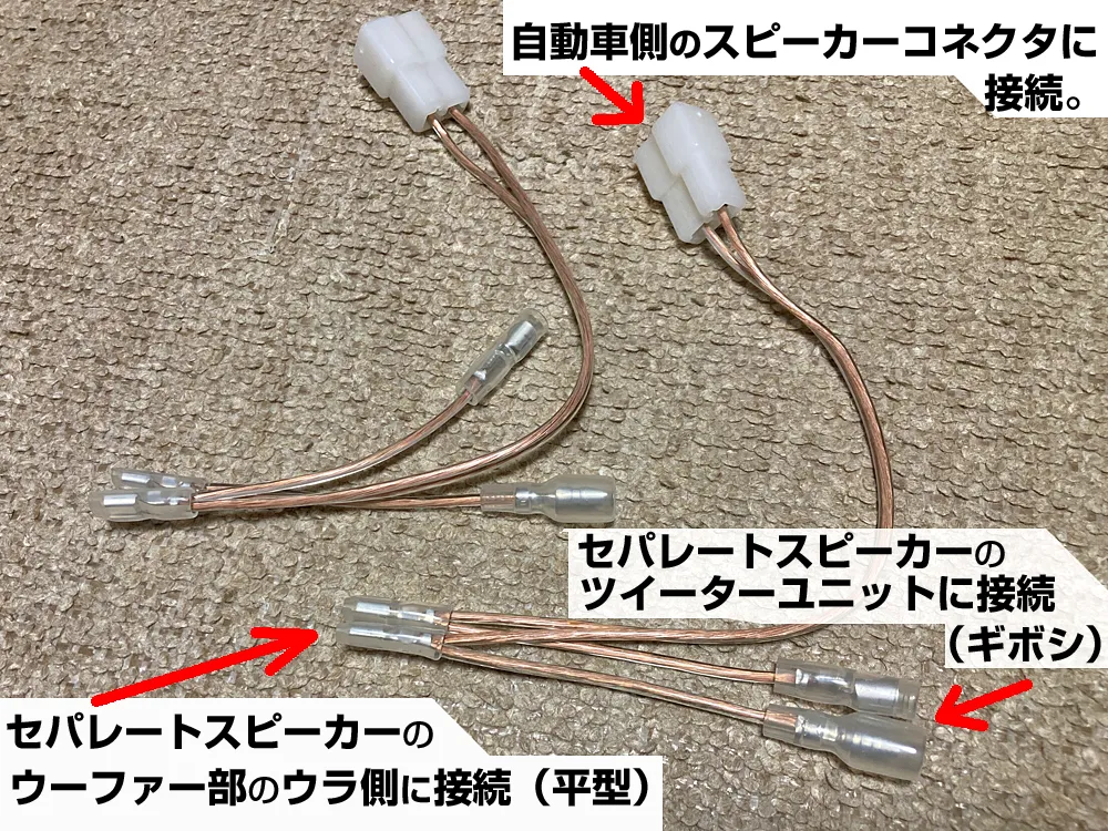 スピーカー端子・ギボシ端子・車体側コネクタ