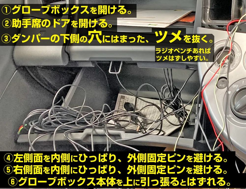 ソニカのグローブボックスの外し方１