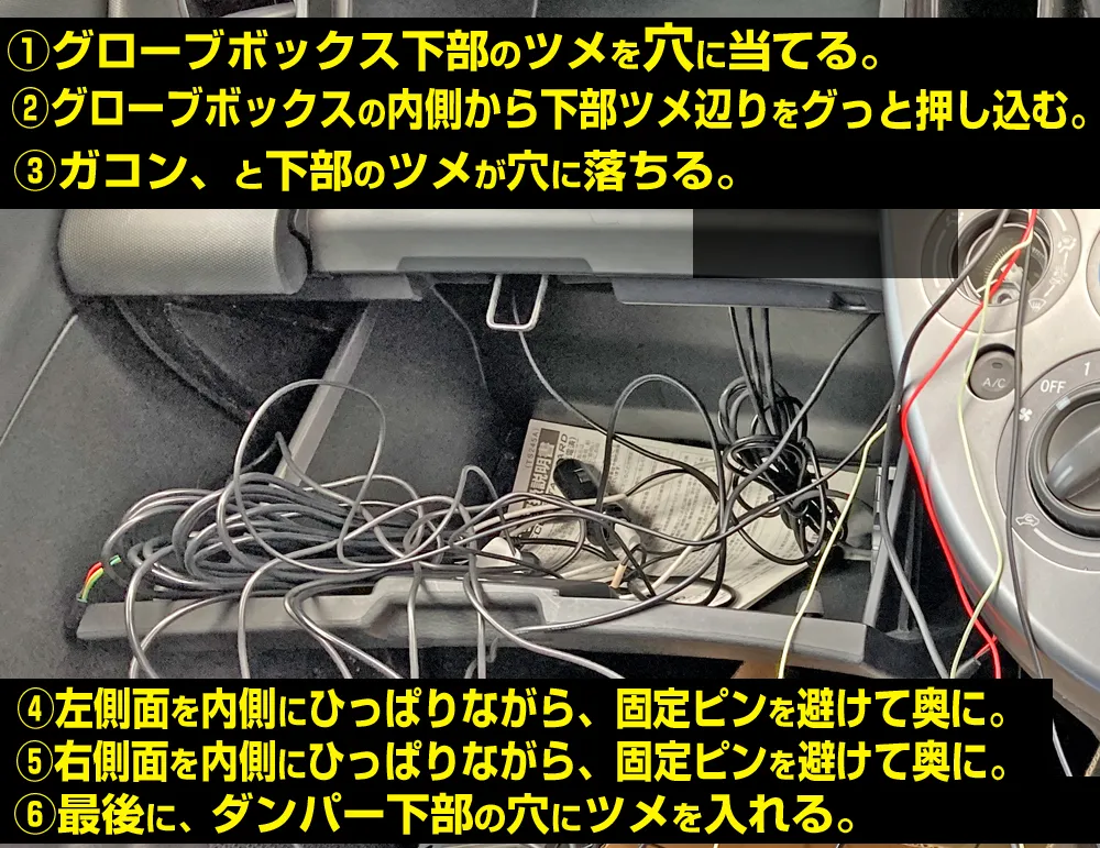 ソニカのグローブボックスの取り付け方。